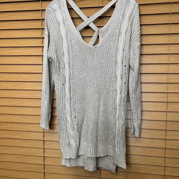 Wishlist Beige Knit V Neck Sweater top Size Small/Medium - Picture 4 of 8